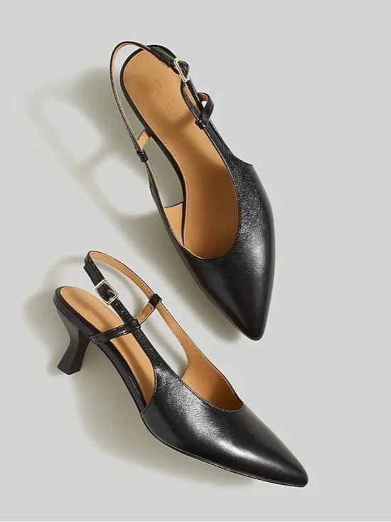 Madewell Shoes - Madewell  size 9.5 the Debbie slingback Black Leather Pointed Slingback Heels